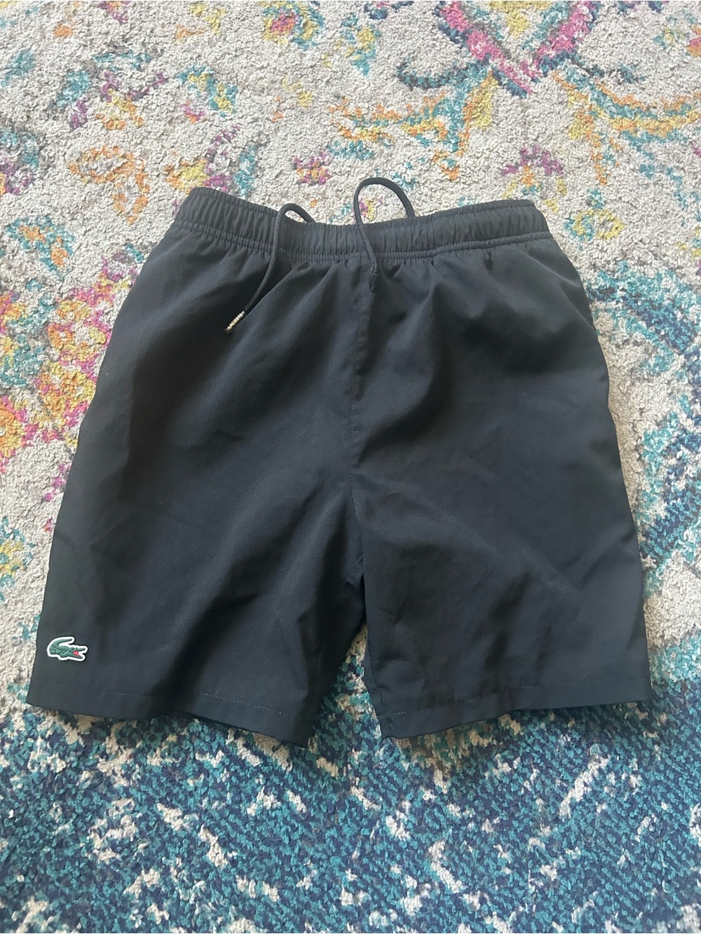 Lacoste Black Men's Swim Trunks with Crocodile Logo